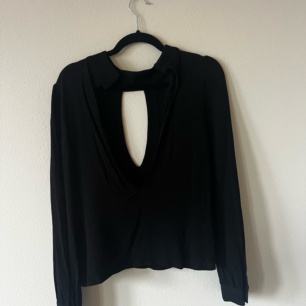 Flynn Skye Black Long Sleeve Cut Out Blouse